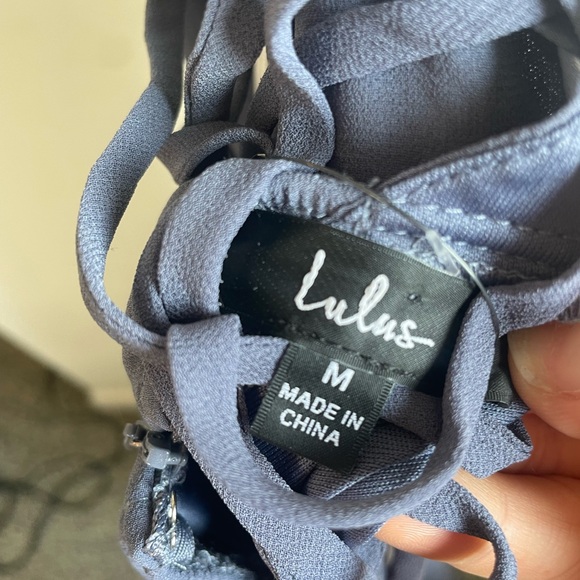 Lulu’s NWT Lace Up High Low Maxi Dress Granite Blue Dress Formal Medium J - Picture 5 of 8